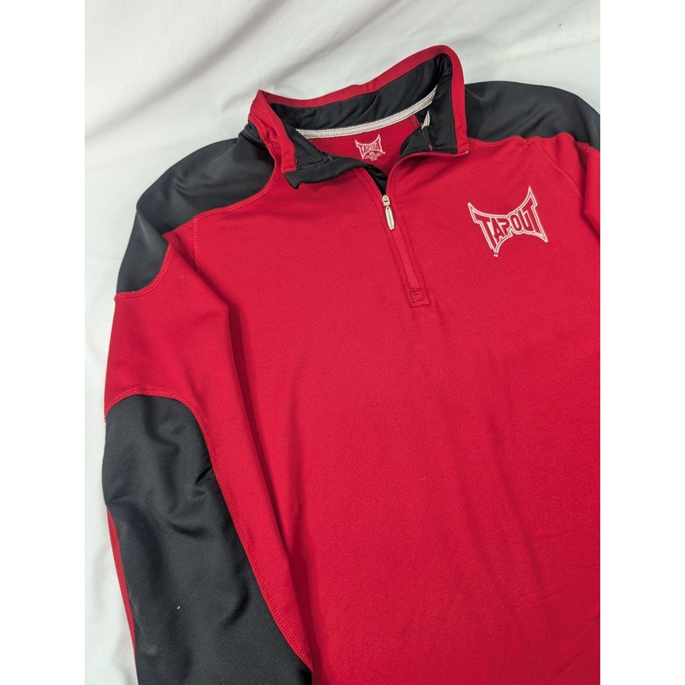 Tapout Hoodie Mens XXL Red Quarter Zip MMA Athletic Logo Performance Shirt
